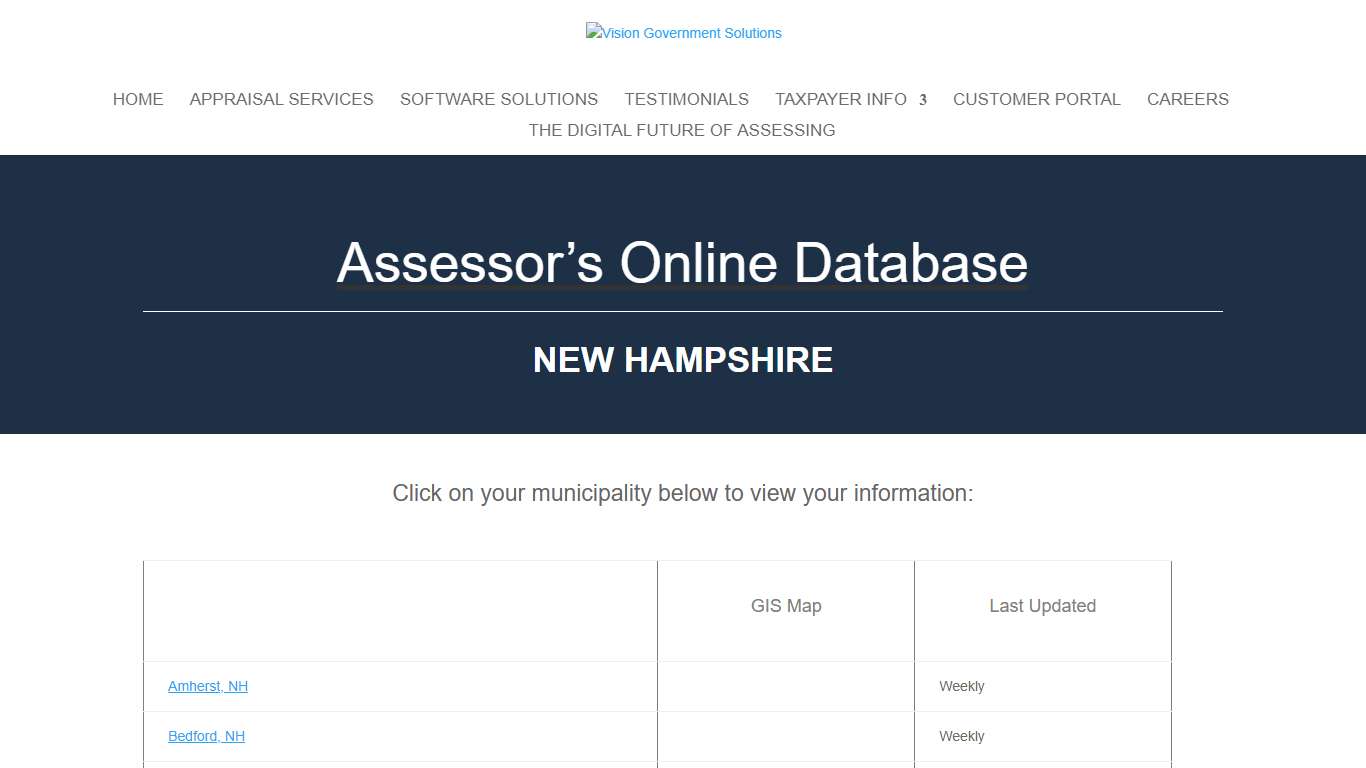 New Hampshire Online Database - Vision Government Solutions